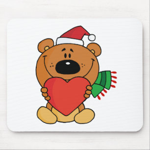 Santa Bear with Heart Mouse Pad