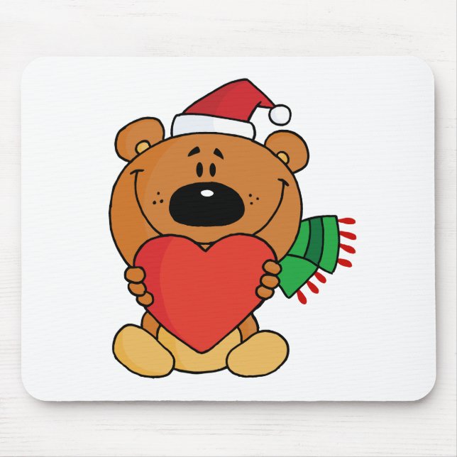 Santa Bear with Heart Mouse Pad (Front)