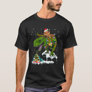 Santa Bearded Dragon Riding T Rex Reindeer Xmas Li T-Shirt