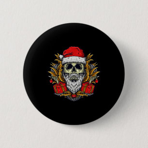 Santa Bearded Skull Christmas Pajama Cool Skeleton 6 Cm Round Badge