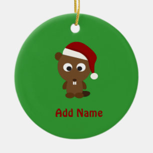 Santa Beaver Ceramic Tree Decoration
