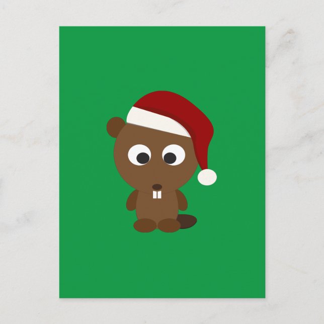Santa Beaver Holiday Postcard (Front)