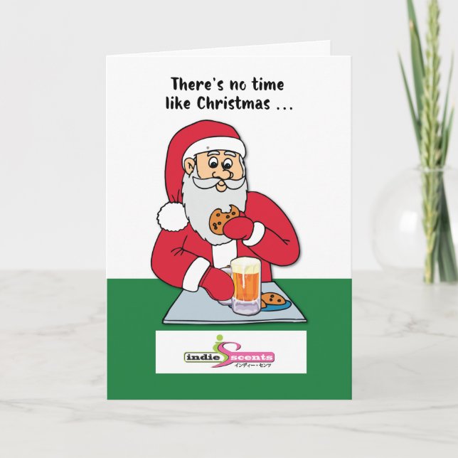 Santa / Beer & Cookies/Customisable Logo Christmas Holiday Card (Front)