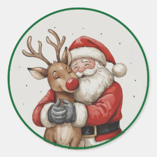 Santa & Beer Heart Ornament – Trending Now Classic Round Sticker