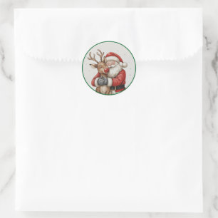 Santa & Beer Heart Ornament – Trending Now Classic Round Sticker