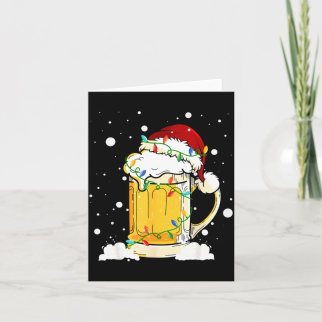 Santa Beer Merry Christmas Drinking Happy Holiday  Card (Front)