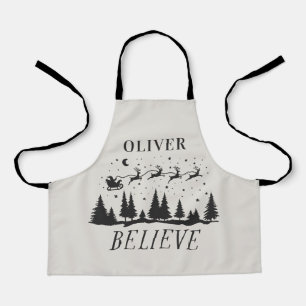 Santa believe Christmas traditional beige photo Apron