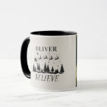 Santa believe Christmas traditional beige photo Mug<br><div class="desc">Santa believe Christmas traditional modern holiday beige and  photo coffee mug gift.</div>