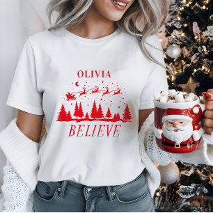 Santa believe Christmas traditional family red T-Shirt