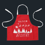 Santa believe Christmas traditional red photo Apron<br><div class="desc">Santa believe Christmas traditional modern holiday red and white photo favour baking apron gift design.</div>