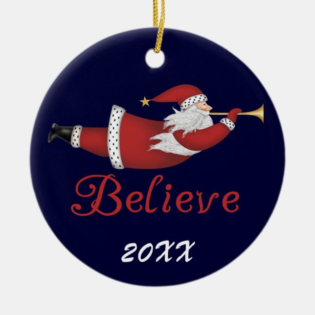 Santa Believe Dated Keepsake Ornament (Front)