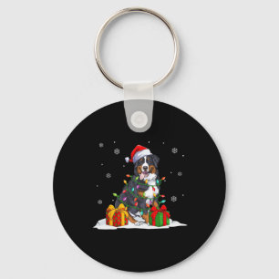Santa bernese mountain christmas tree lights xmas  key ring