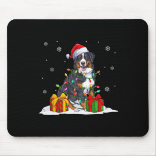 Santa bernese mountain christmas tree lights xmas mouse pad