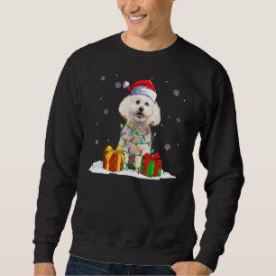 Santa Bichon Frise Christmas Tree Lights Xmas Paja Sweatshirt
