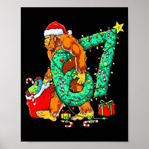 Santa Bigfoot 67 Christmas Tree Xmas Lights Funny  Poster