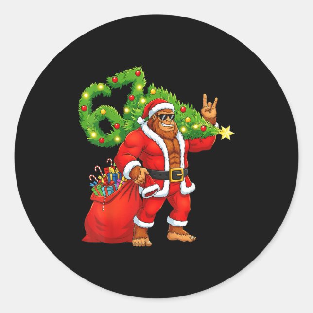 Santa Bigfoot 67 Meme Funny Six Seven Christmas Ho Classic Round Sticker (Front)