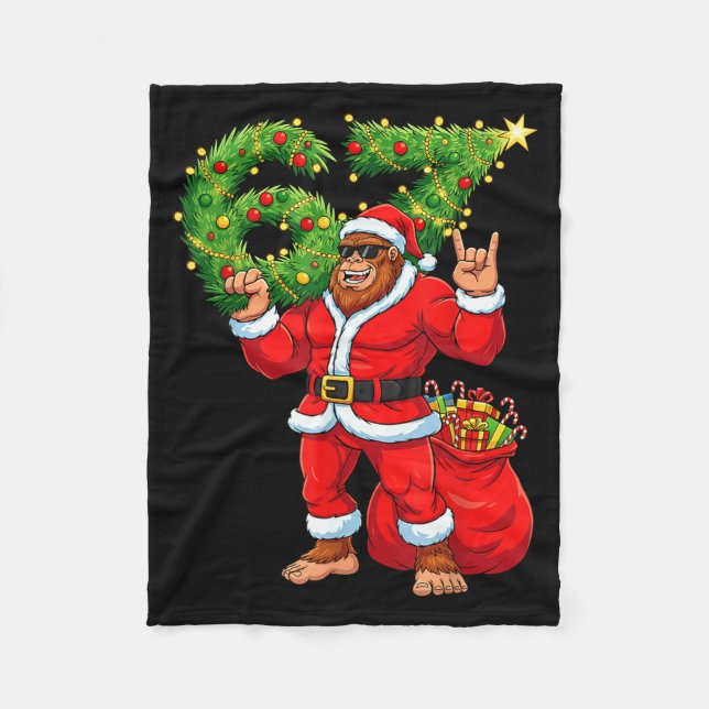 Santa Bigfoot 67 Meme Six Seven 6 7 Funny Bigfoot  Fleece Blanket (Front)