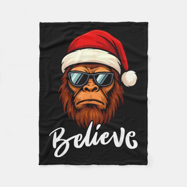 Santa Bigfoot Christmas Funny Sasquatch Believe Xm Fleece Blanket (Front)