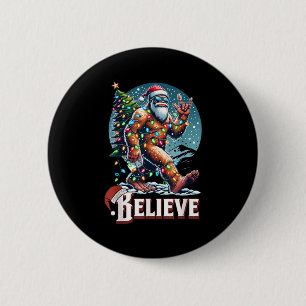 Santa Bigfoot Christmas Lights Funny Sasquatch Bel 6 Cm Round Badge