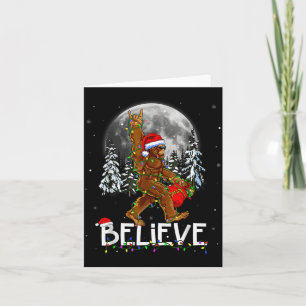 Santa Bigfoot Christmas Lights Funny Sasquatch Bel Card