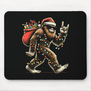 Santa Bigfoot Christmas Lights Funny Sasquatch Bel Mouse Pad
