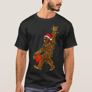 Santa Bigfoot Christmas Lights Funny Sasquatch Bel T-Shirt