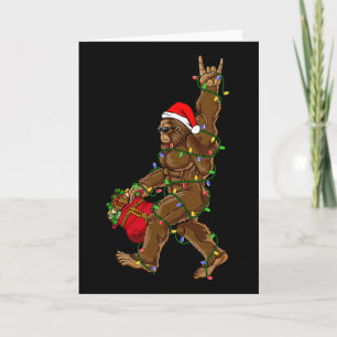 Santa Bigfoot Christmas Lights Rock Fun Sasquatch  Card