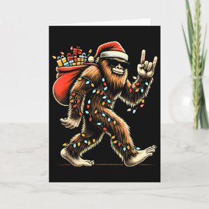 Santa Bigfoot Christmas Lights Rock Funny Sasquatc Card