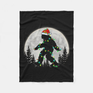 Santa Bigfoot Christmas Lights Rock Funny Sasquatc Fleece Blanket