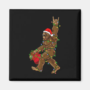 Santa Bigfoot Christmas Lights Rock Funny Sasquatc Magnet