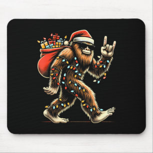 Santa Bigfoot Christmas Lights Rock Funny Sasquatc Mouse Pad