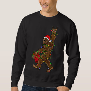 Santa Bigfoot Christmas Lights Rock Funny Sasquatc Sweatshirt