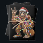 Santa Bigfoot Christmas Lights Rock Funny  Wrapping Paper Sheet<br><div class="desc">Santa Bigfoot Christmas Lights Rock Funny Sasquatch Believe</div>