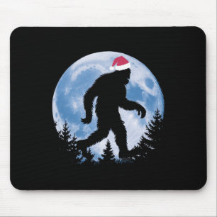 Santa Bigfoot Christmas Moon Funny Sasquatch Belie Mouse Pad