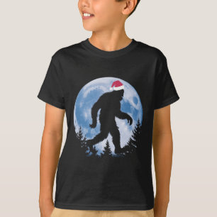 Santa Bigfoot Christmas Moon Funny Sasquatch Belie T-Shirt