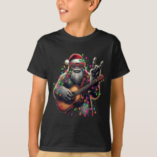 Santa Bigfoot Christmas Rock And Roll Believe Play T-Shirt