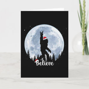 Santa Bigfoot Christmas Rock Roll Sasquatch Believ Card