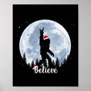 Santa Bigfoot Christmas Rock Roll Sasquatch Believ Poster