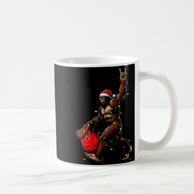 Santa Bigfoot Christmas Tree Lights Rock Funny Sas Coffee Mug (Right)