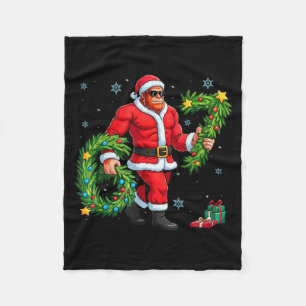 Santa Bigfoot Christmas Tree Sasquatch 67 Six Seve Fleece Blanket