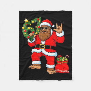 Santa Bigfoot Christmas Tree Sasquatch 67 Six Seve Fleece Blanket