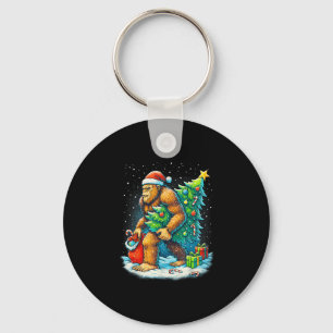 Santa Bigfoot Christmas Tree Sasquatch Xmas Lights Key Ring