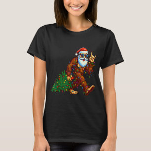 Santa Bigfoot Christmas Tree Xmas Funny Christmas  T-Shirt
