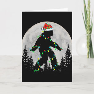 Santa Bigfoot Christmas Tree Xmas Lights Funny Sas Card