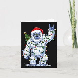 Santa Bigfoot Christmas Tree Xmas Lights Funny Sas Card