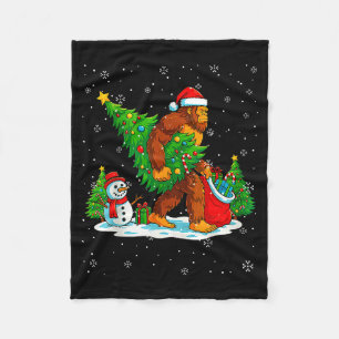 Santa Bigfoot Christmas Tree Xmas Lights Funny Sas Fleece Blanket