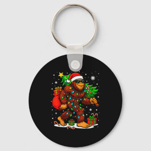 Santa Bigfoot Christmas Tree Xmas Lights Funny Sas Key Ring