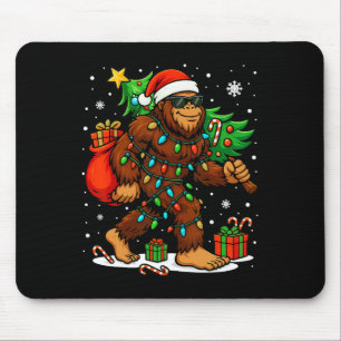 Santa Bigfoot Christmas Tree Xmas Lights Funny Sas Mouse Pad