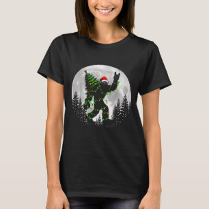 Santa Bigfoot Christmas Tree Xmas Lights Funny Sas T-Shirt