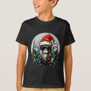 Santa Bigfoot Christmas Tree Xmas Lights Funny Sas T-Shirt
